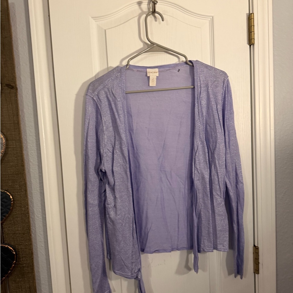 Chico's Lavender Drape Knit Overpiece w/ Shine to the Material